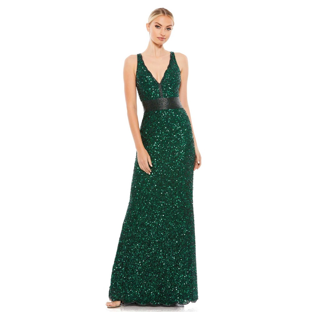 New Mac Duggal Evening Gown Green Sequin